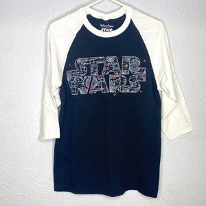 Disney Parks, Star Wars, half sleeve men's size S, black and white 100% cotton.